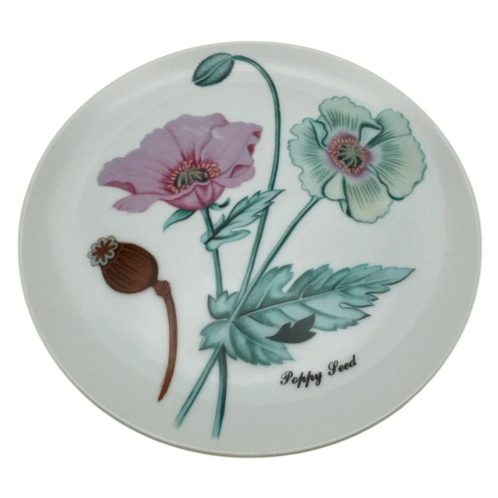 6 NEIMAN MARCUS HORCHOW BOTANICAL FLOWER HERB PLATES DESSERT SALAD